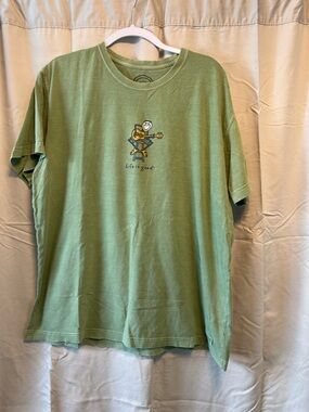 Life Is Good Green Graphic Tee with Guitar Smiley